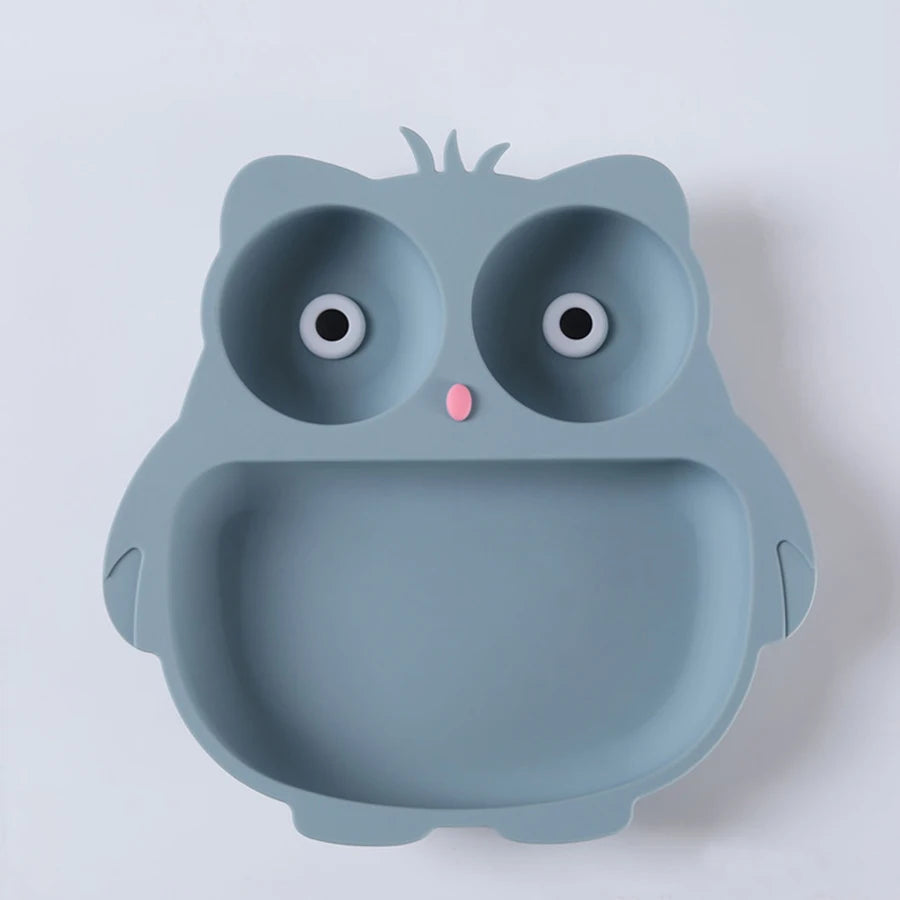 Plato de Silicona con Succión | Diseño de Búho