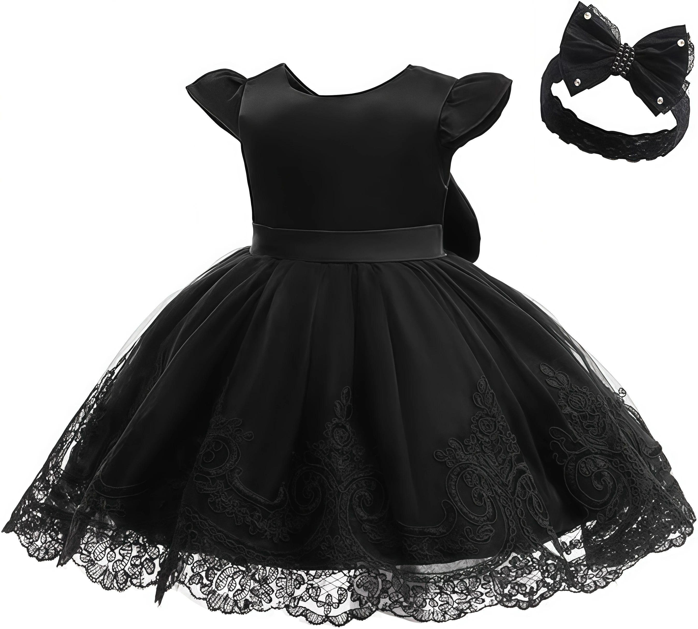 Vestido de Gala de Encaje y Tul para Bebé Niña: Bautizo y fiesta (0-24M)