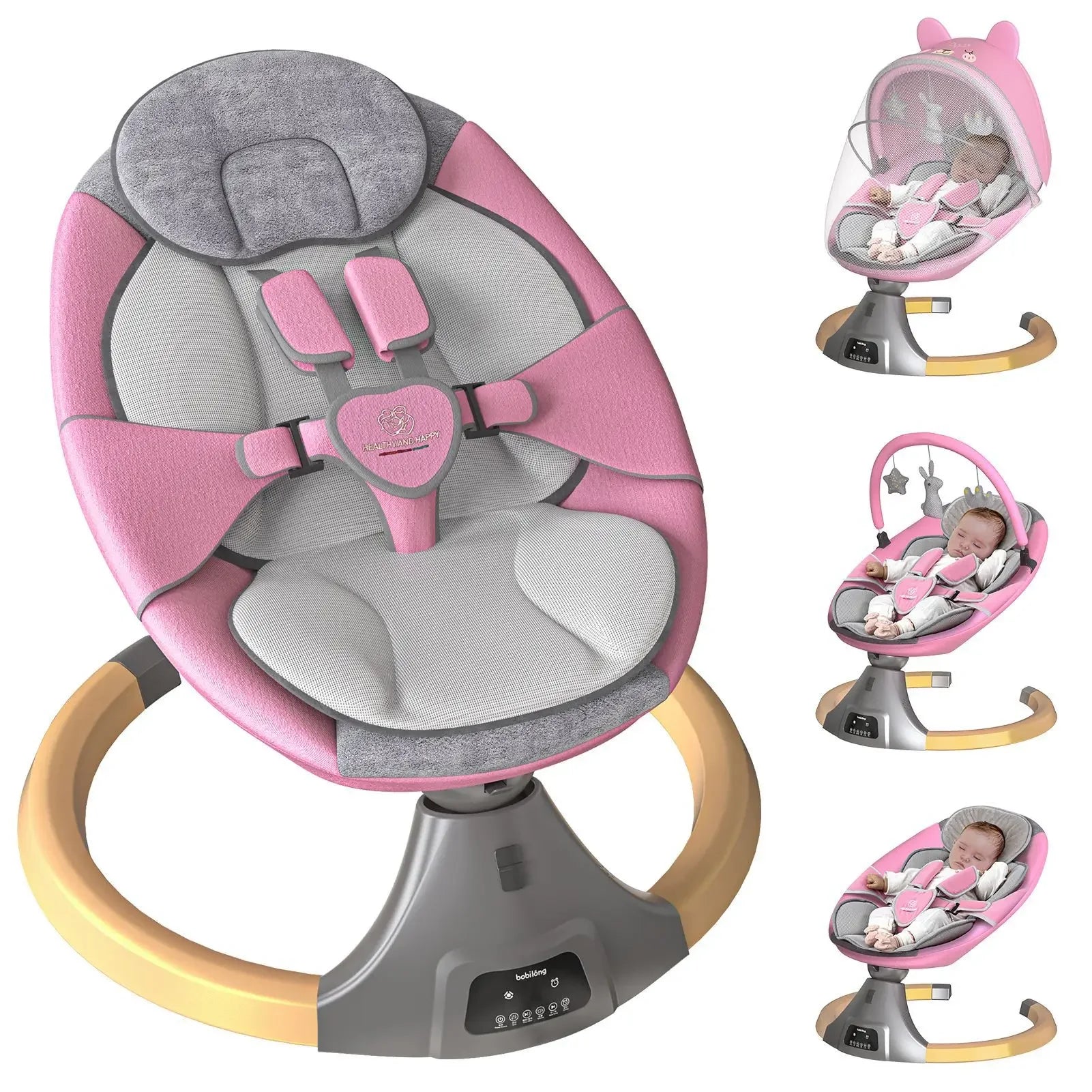 Silla Mecedora Eléctrica Premium con Bluetooth y Control Remoto (0-3 Años)