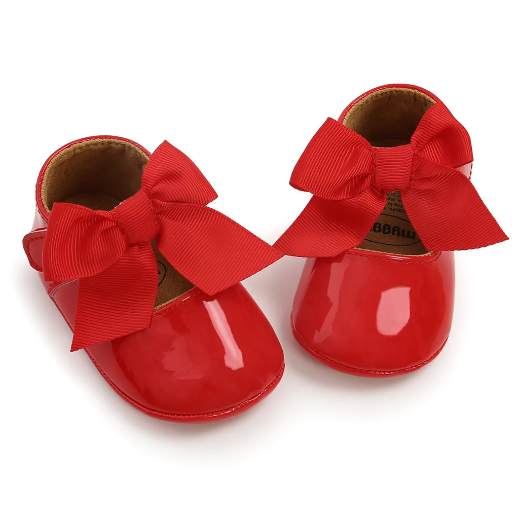 Zapatillas tipo Ballet con Moño: Elegancia Antideslizante para Bebé (0-18M)