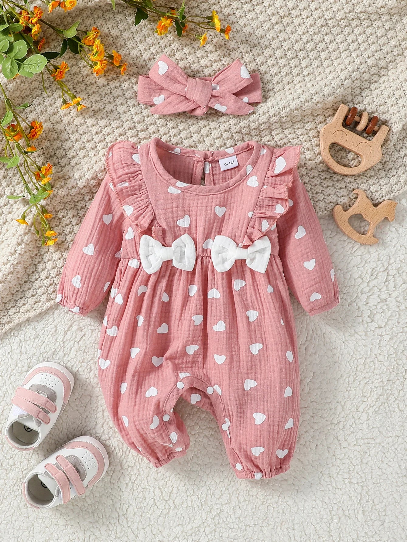 Mameluco Floral con Diadema (0-6M)