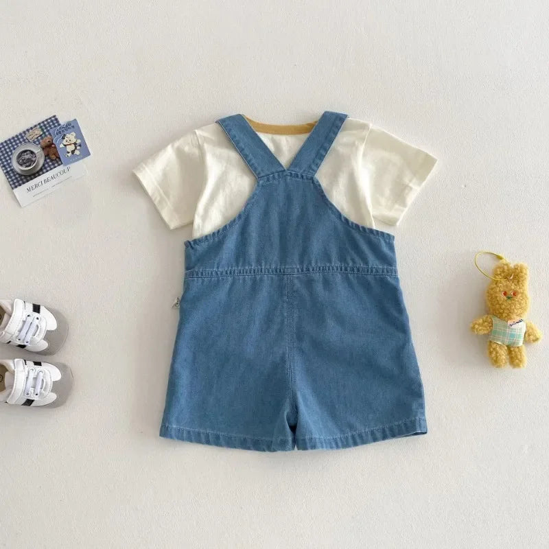 Camiseta y Short de Mezclilla con Tirantes de Winnie Pooh  (9M- 5T)