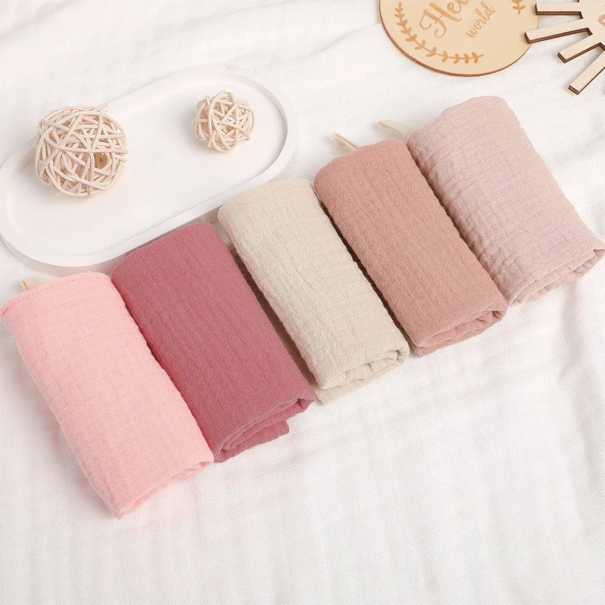 Set de 5 Toallas de Gasa de Algodón: Súper Suaves y Absorbentes (6 Capas)