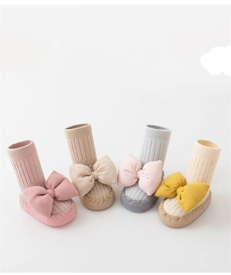 Calceta/Zapato Antideslizante con Moño (0-24M)
