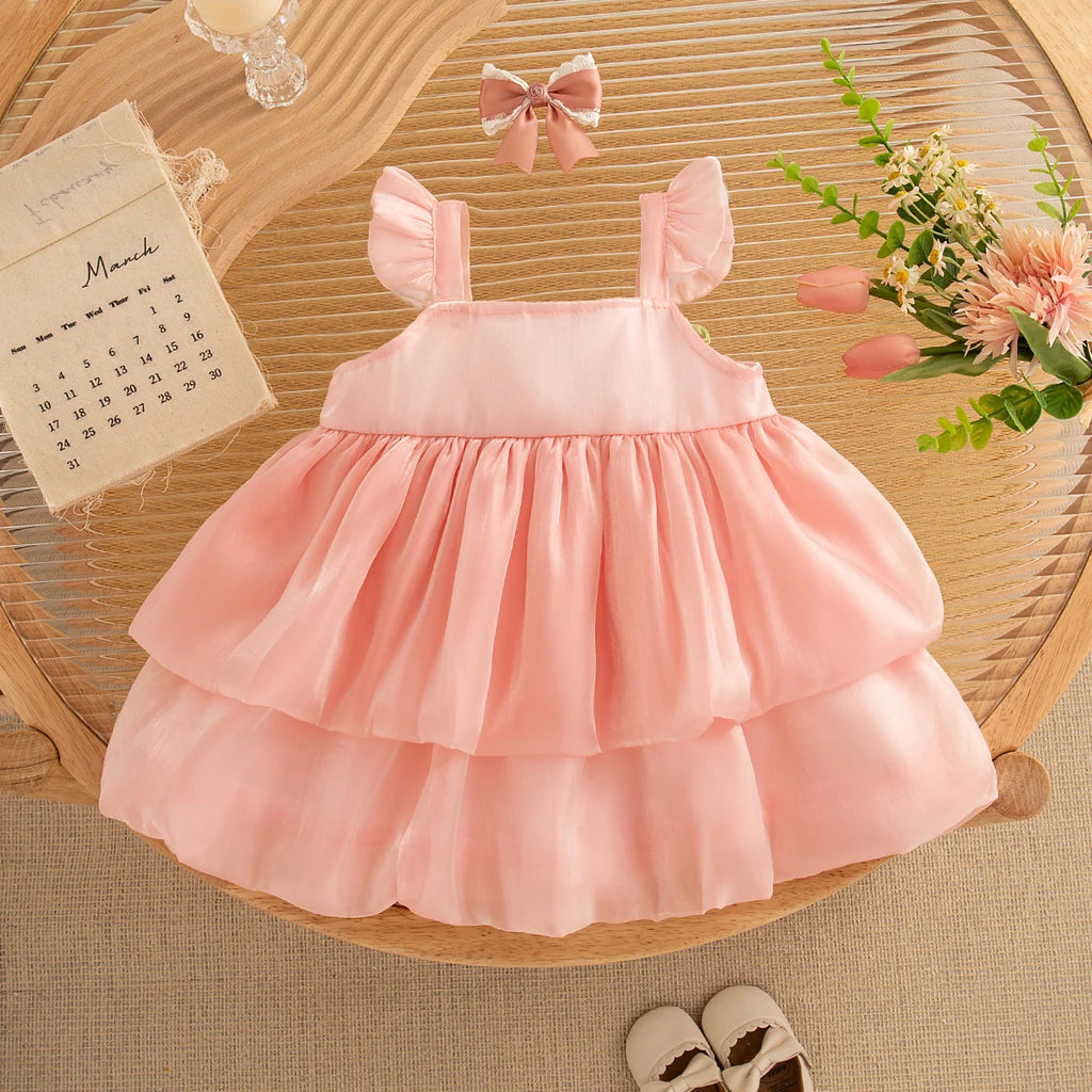 Vestido Princesa "Sueño Floral": Tutú de Capas con Lazo (6M-3T)