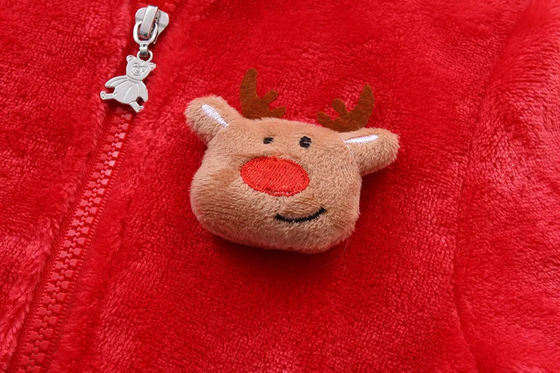 Mameluco Navideño de franela con Capucha: Calidez Festiva (0-12M)