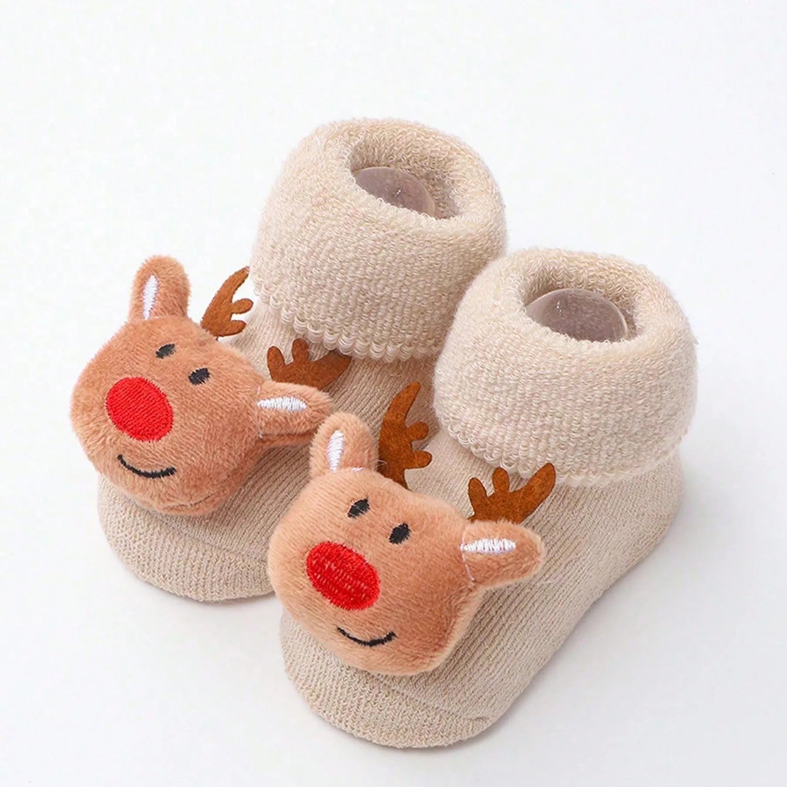 Calcetines Navideños Antideslizantes: Magia y Seguridad en sus Primeros Pasos (0-12M)
