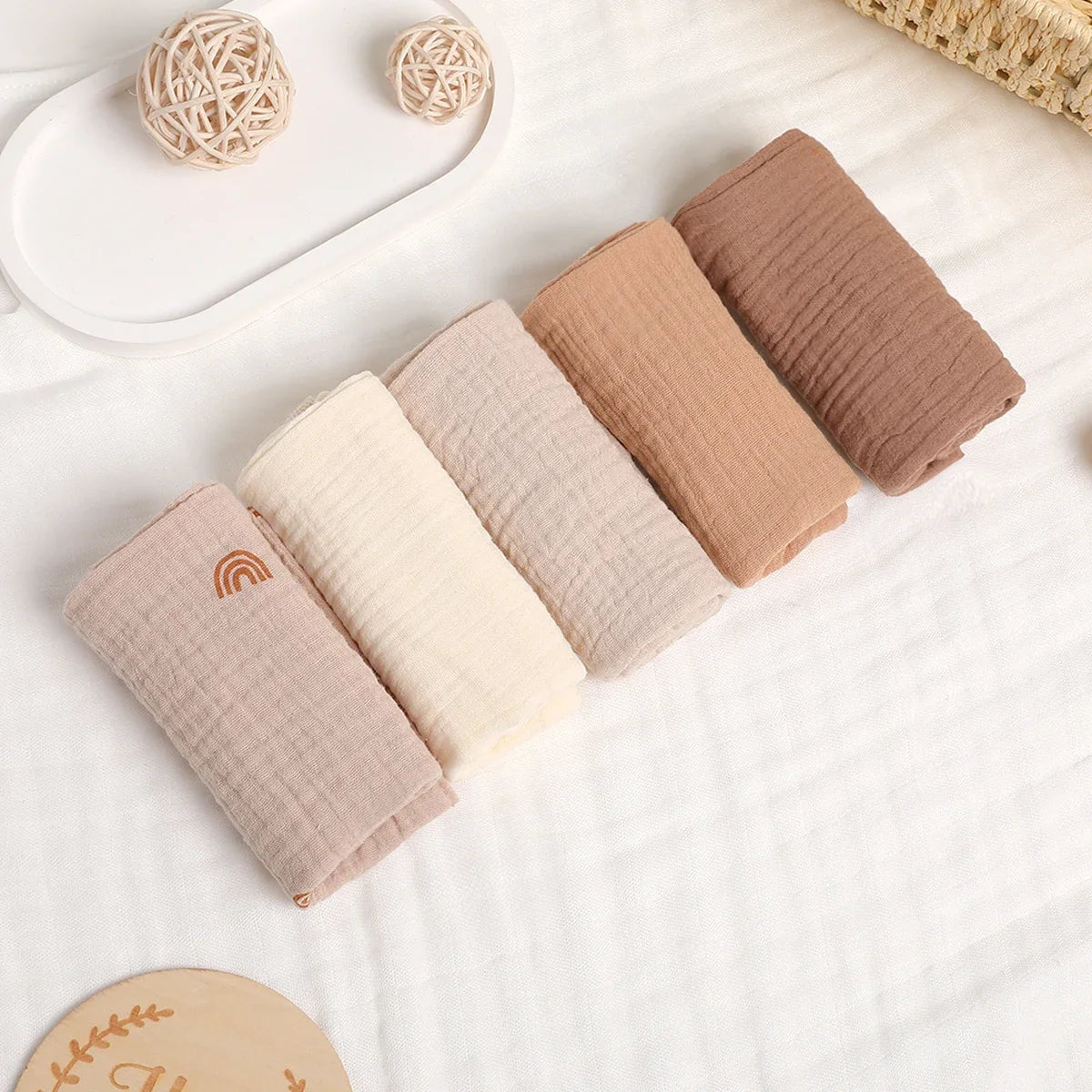 Set de 5 Toallas de Gasa de Algodón: Súper Suaves y Absorbentes (6 Capas)