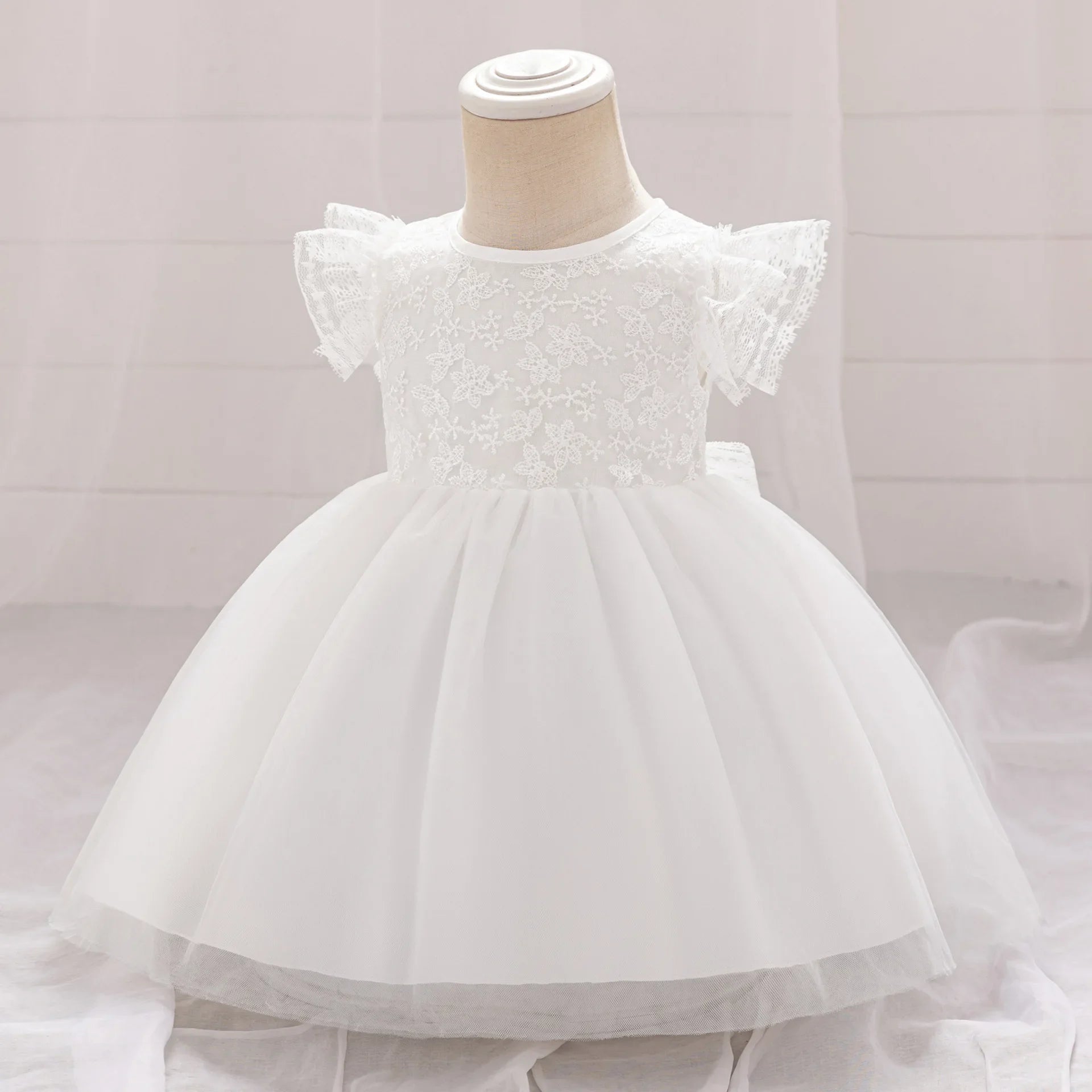 Vestido de Fiesta para Bebé: Falda de Malla con Mangas de Vuelo (3-24m)