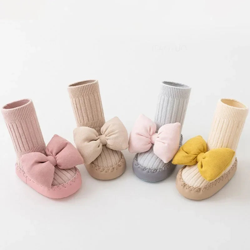 Calceta/Zapato Antideslizante con Moño (0-24M)