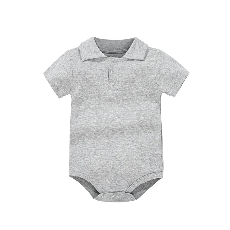 Pañalero tipo Polo | Manga Corta y Color Sólido (0-24 Meses)