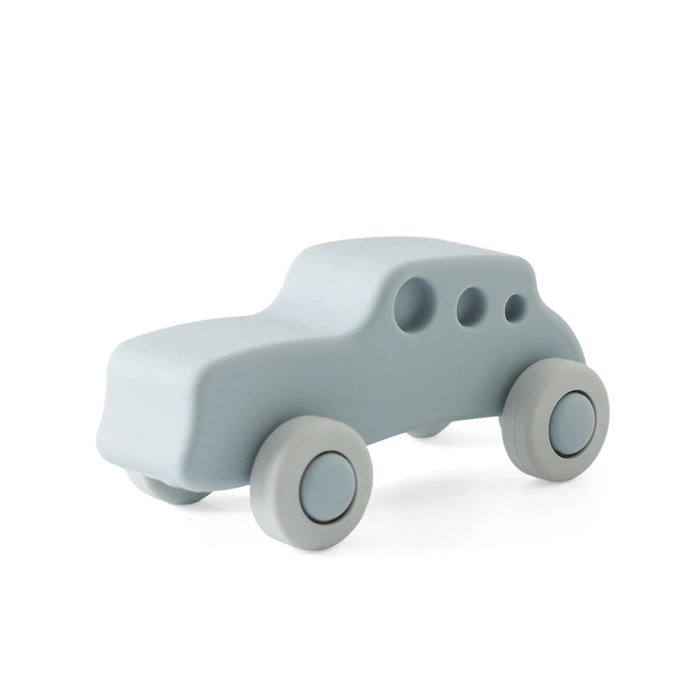 Coche de Juguete Montessori de Silicona | 2-en-1 Mordedera y Juguete Educativo