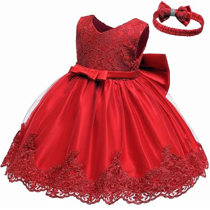 Vestido de Princesa Rojo para Bebé:  Navidad y Fiesta (0-24M)