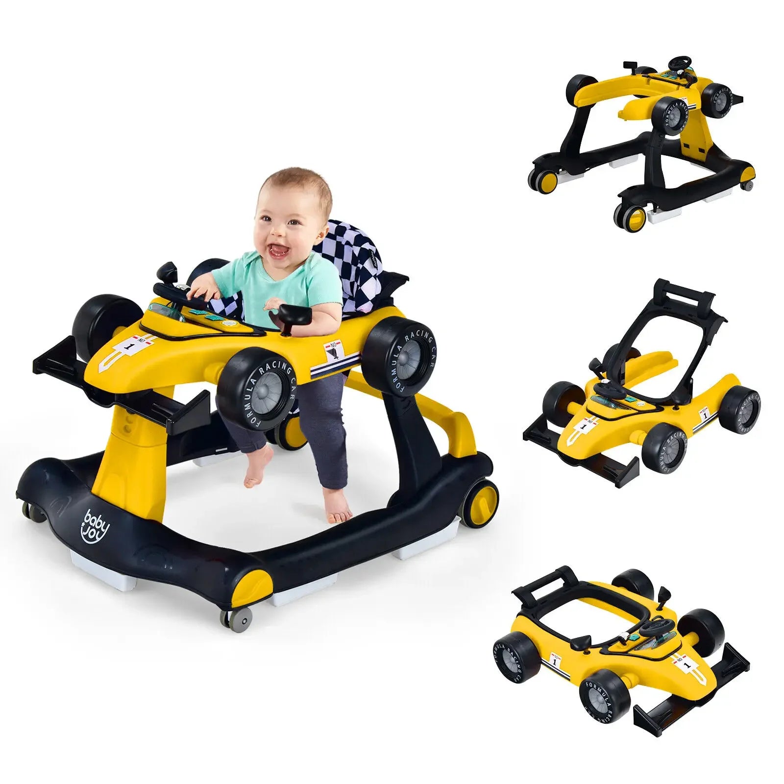 Andador de Bebé Premium 4 en 1 "Fórmula Racing": Evolutivo, Musical y Plegable