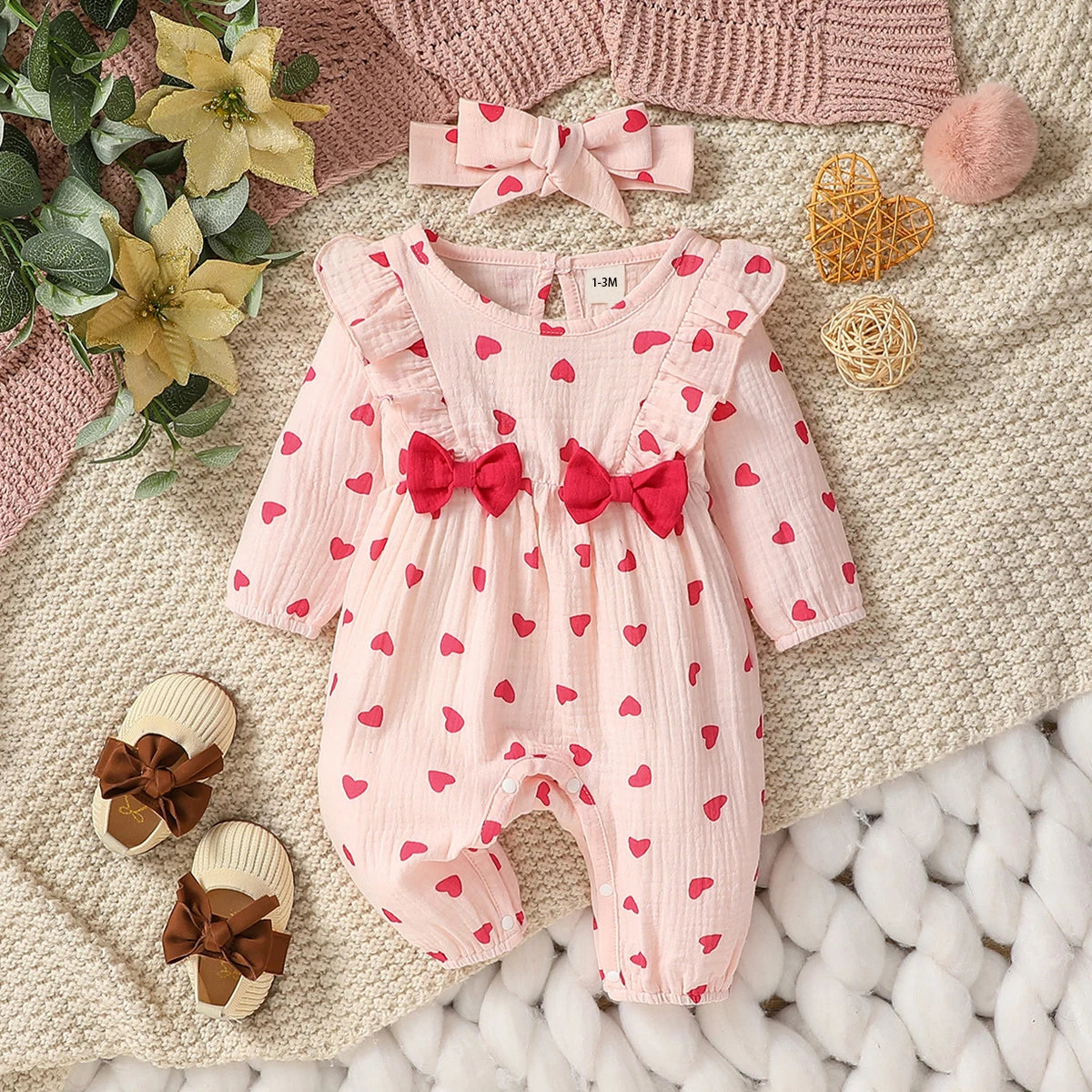 Mameluco Floral con Diadema (0-6M)