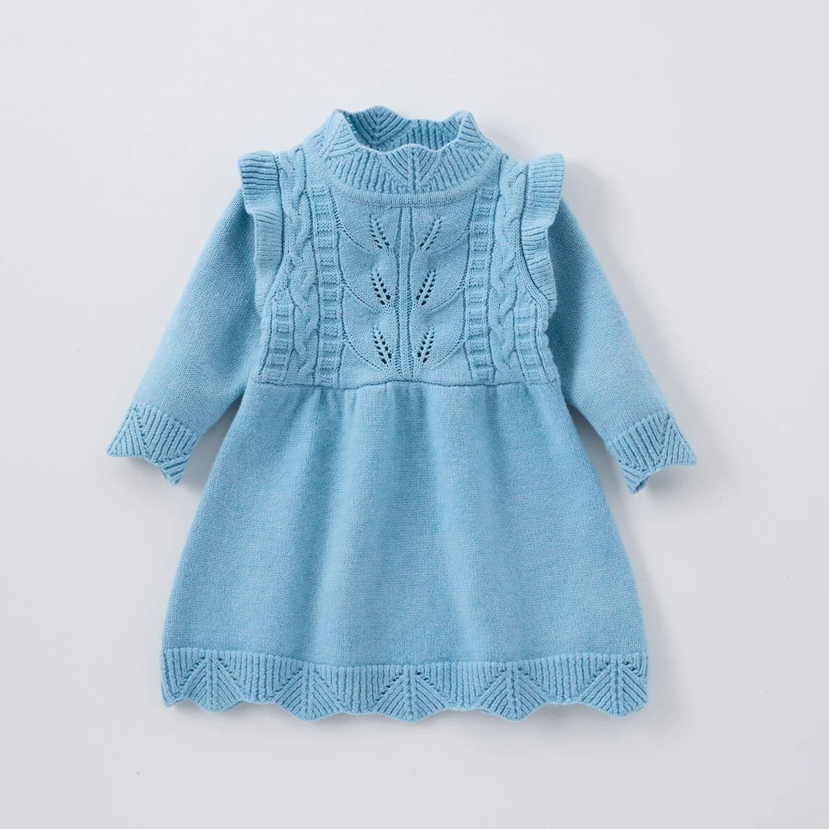 Vestido Tejido Calado para Bebé Niña| Dulzura y Estilo de Primavera  (0-18M)