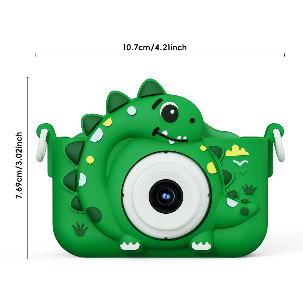 Cámara Digital HD 1080P para Niños | Diseño de Dinosaurio, Doble Cámara, 32GB Incluidos