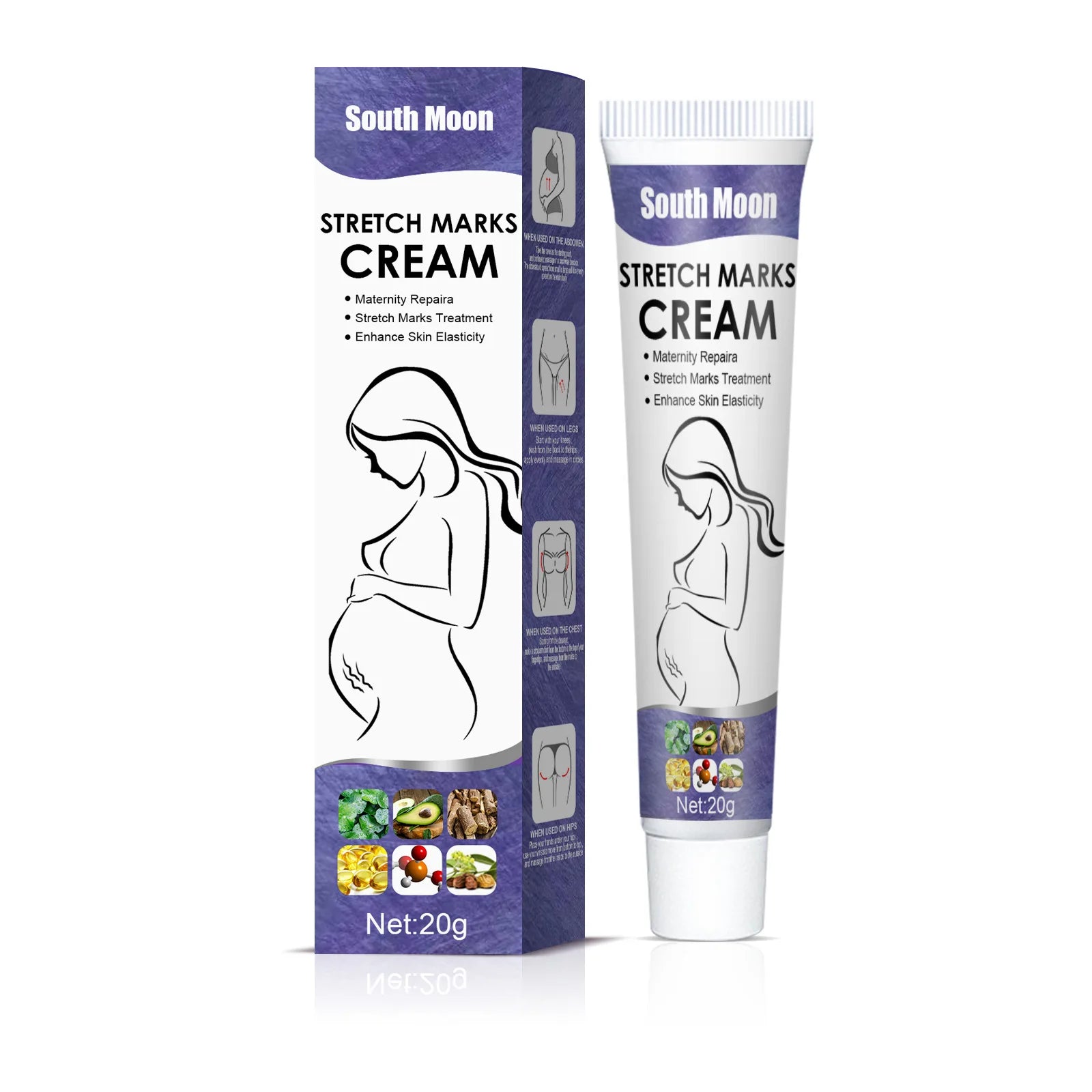 Crema Intensiva para Estrías South Moon | Mejora Elasticidad, Desvanece Líneas de Crecimiento y Reafirma
