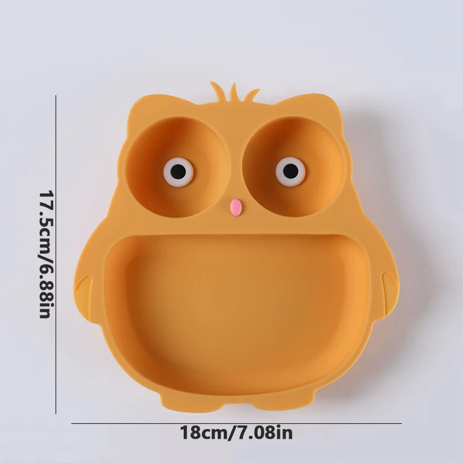 Plato de Silicona con Succión | Diseño de Búho
