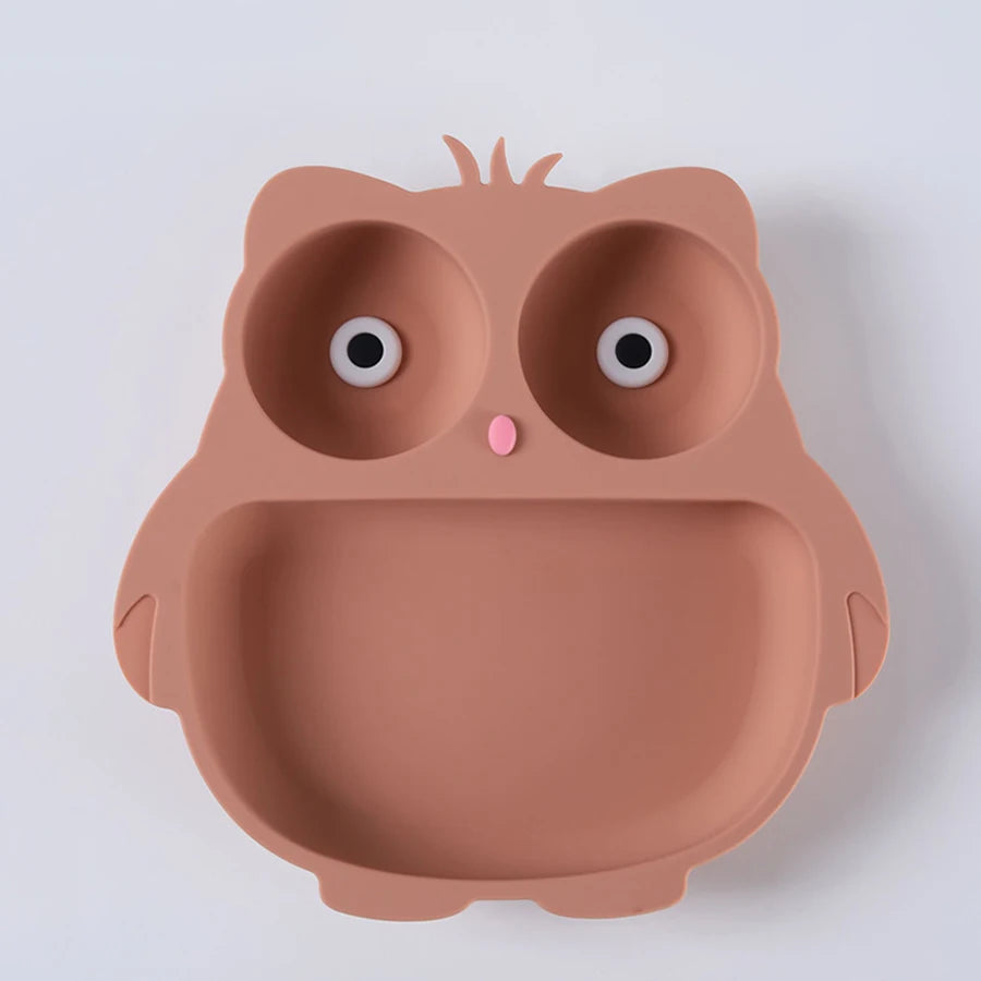 Plato de Silicona con Succión | Diseño de Búho