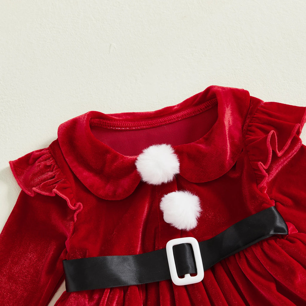 Conjunto de vestido navideño (Vestido-Mameluco + Gorro) (0-24M)