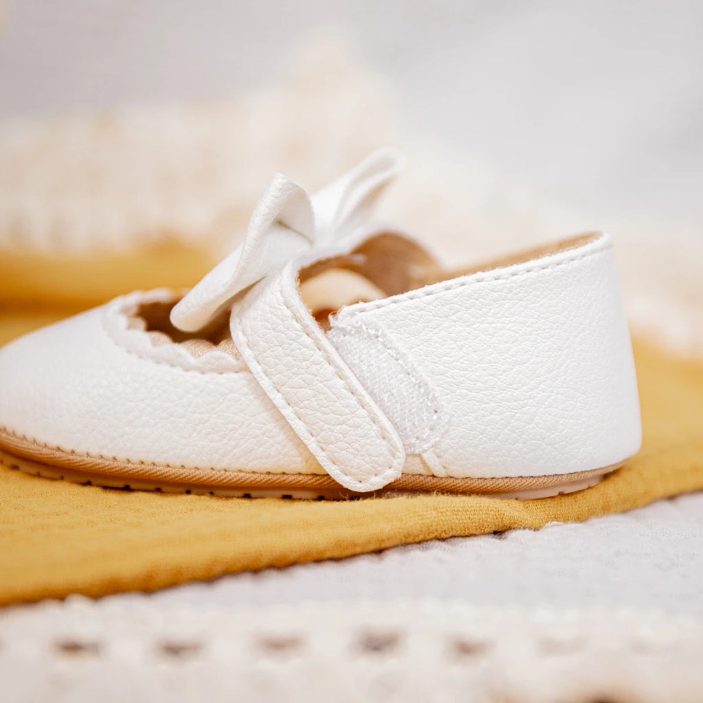 Zapatos Retro de Princesa con Moño - Suela Suave Antideslizante (0-18M)