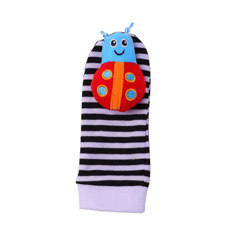 Kit de 4 Juguetes Sonajeros de Muñeca y Calcetín - Estimulación y Diversión de 0 a 12 Meses