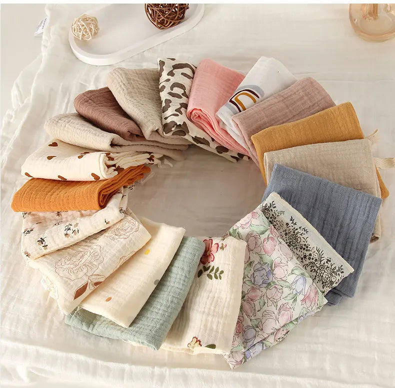 Set de Toallitas Cuadradas de Gasa de Algodón (5 Piezas) | 4 Capas, Ultra Absorbentes y Multifuncionales