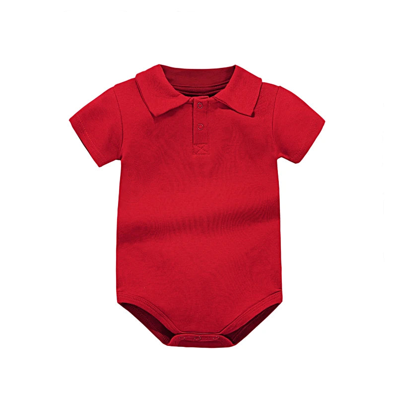 Pañalero tipo Polo | Manga Corta y Color Sólido (0-24 Meses)