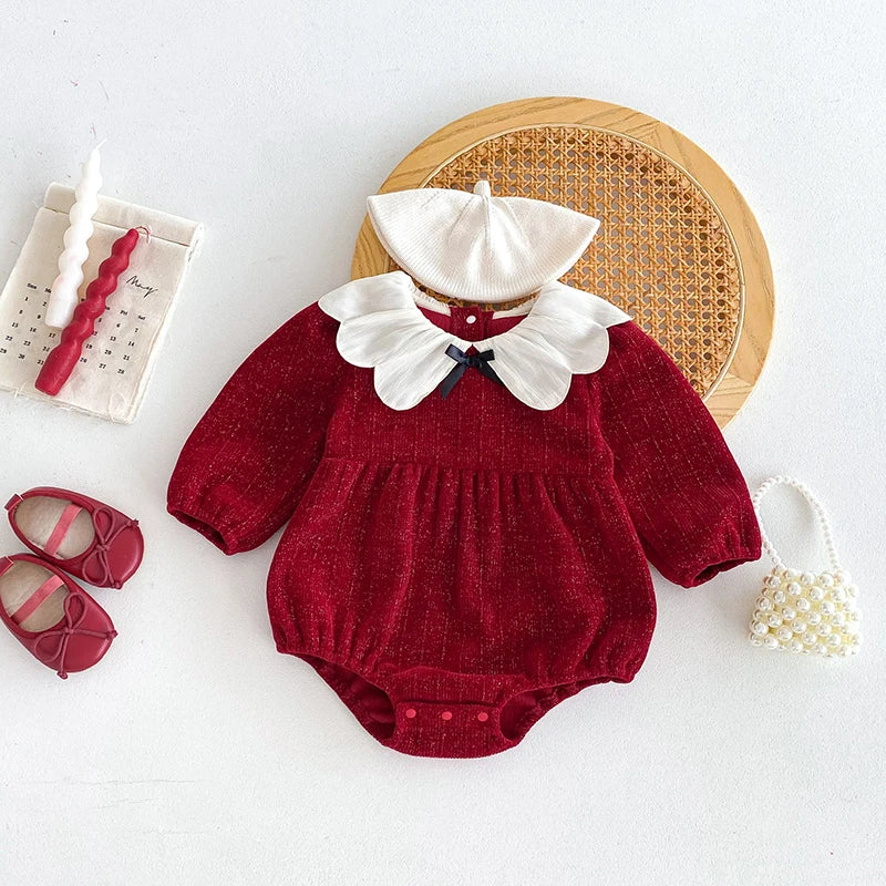 Pañalero Vestido con Cuello de Pétalo (3-24M)