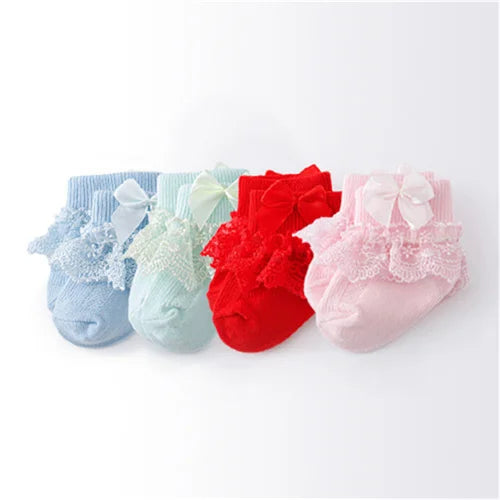 Calcetines de Encaje y Moño 4 pares (0-24M)