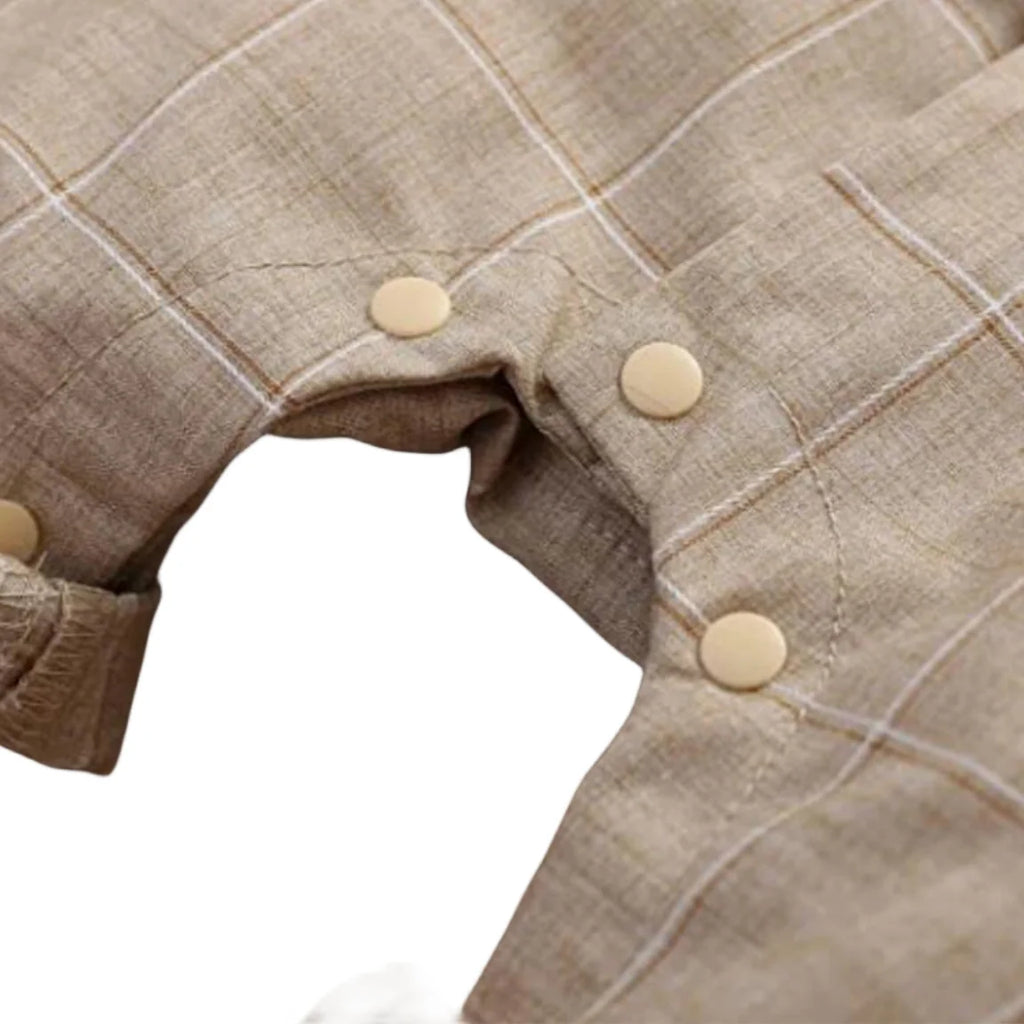 Conjunto Formal de Bebé Niño: Mameluco de Cuadros y Corbata de Moño (0-24M)