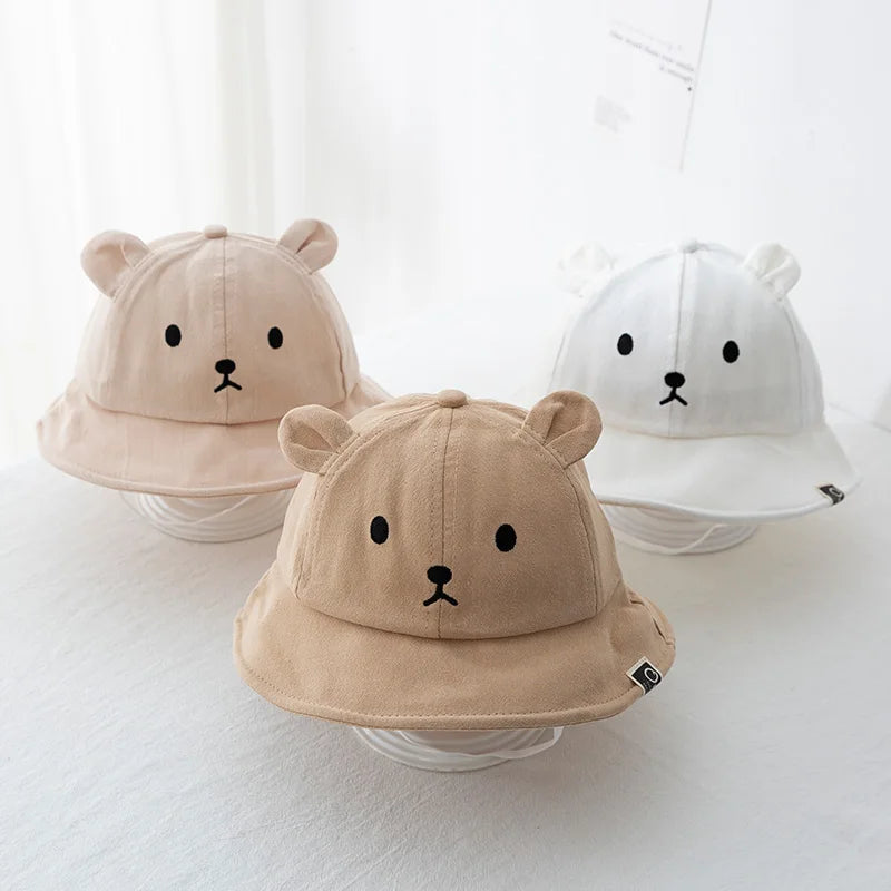 Gorro para el sol tipo cubo con Orejas de Oso: Protección y Ternura (3-18M)