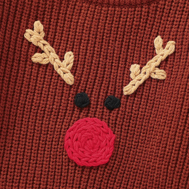Suéter de Punto Navideño para Bebé - Diseño Alce (6M-3T)