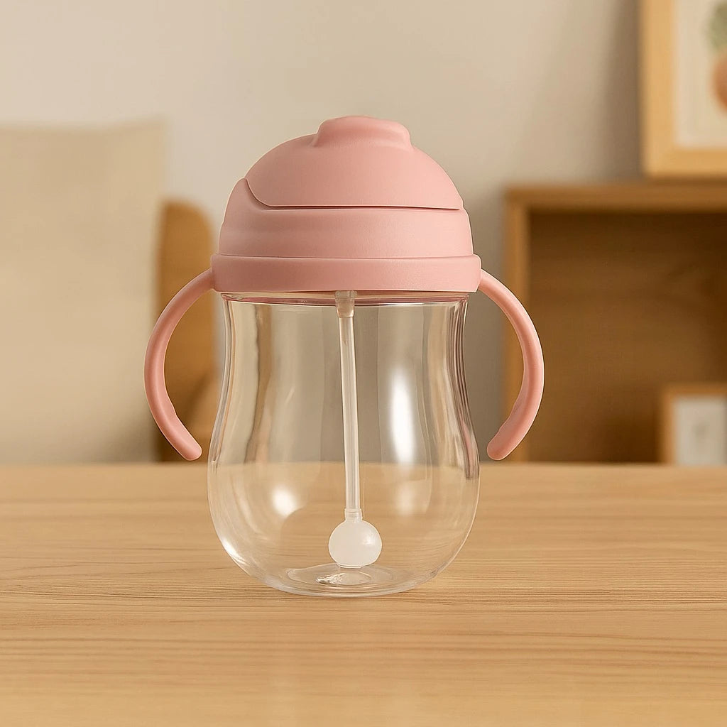 Botella de Agua con Popote y Válvula de 300 ml | Portátil, Antiderrames y con Asa para Entrenamiento