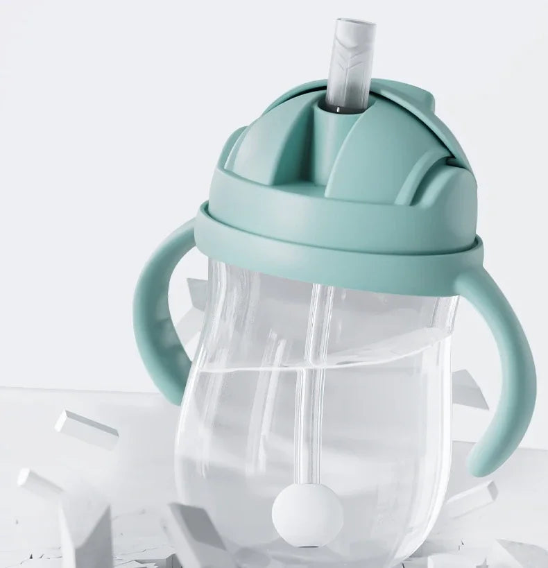 Botella de Agua con Popote y Válvula de 300 ml | Portátil, Antiderrames y con Asa para Entrenamiento