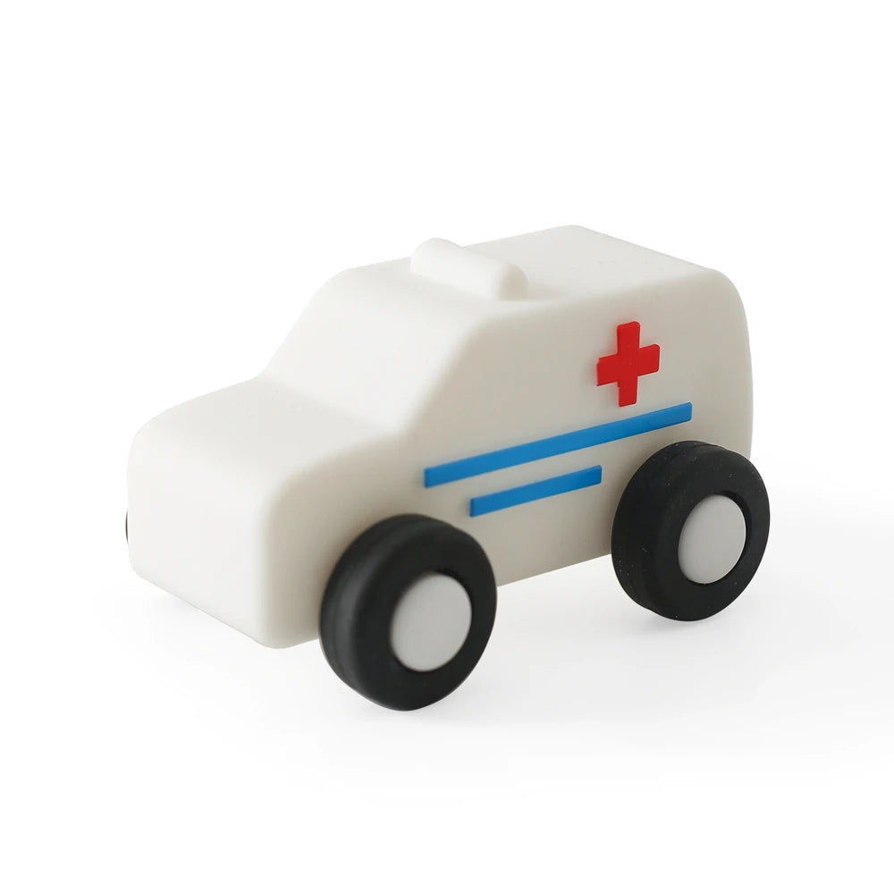 Coche de Juguete Montessori de Silicona | 2-en-1 Mordedera y Juguete Educativo