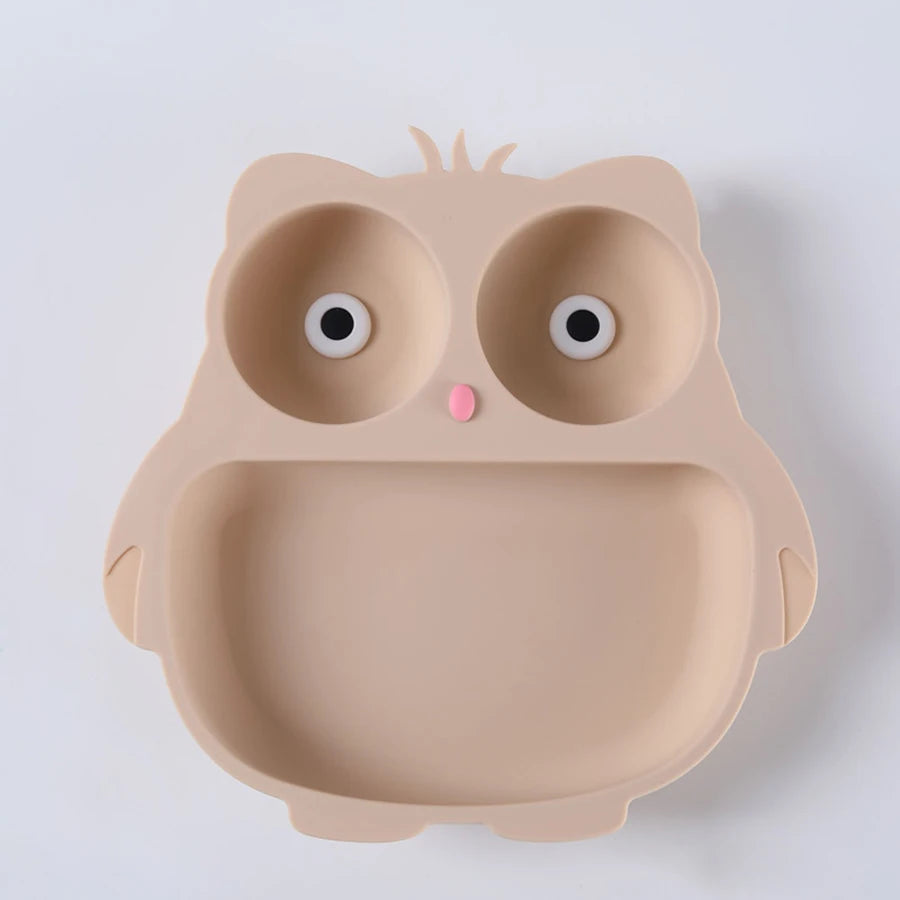 Plato de Silicona con Succión | Diseño de Búho
