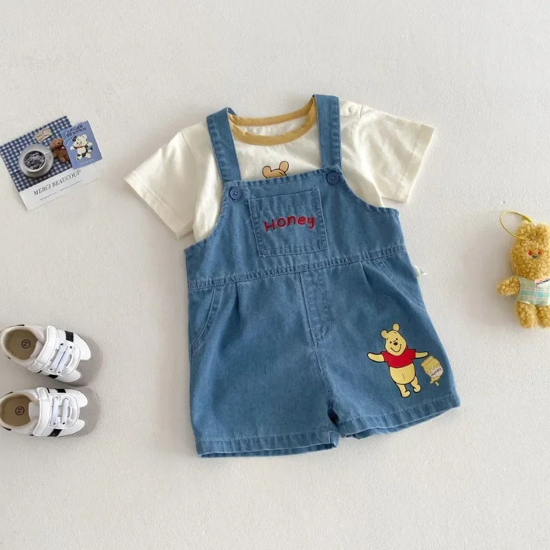 Camiseta y Short de Mezclilla con Tirantes de Winnie Pooh  (9M- 5T)