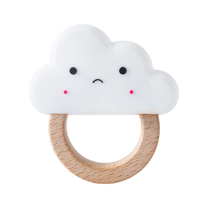 Sonaja/Mordedora de animalitos y frutas tejidos a Crochet | Anillo de Madera Natural o Silicona