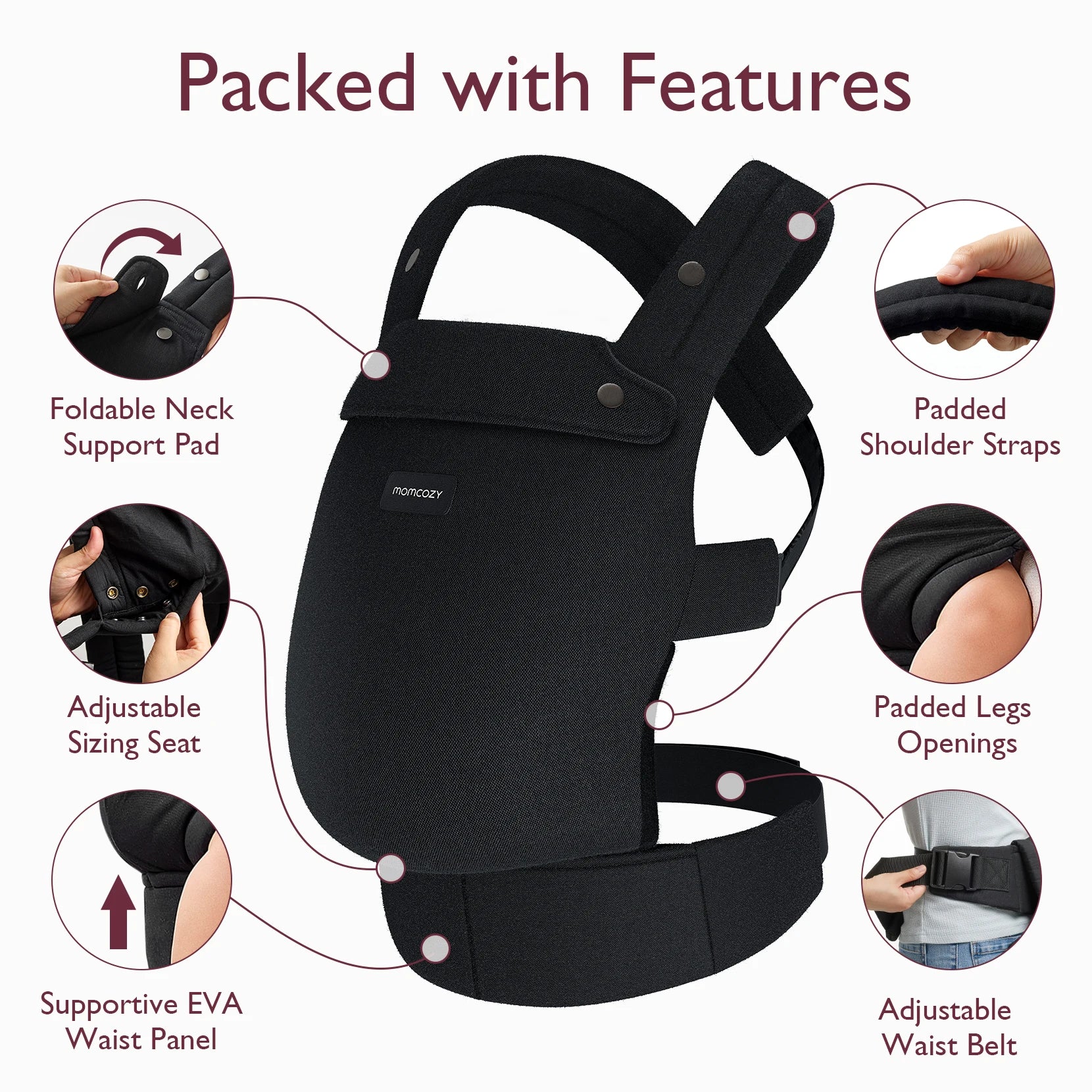 Mochila Portabebés Momcozy Ergonómica | Súper Cómoda y Ligera
