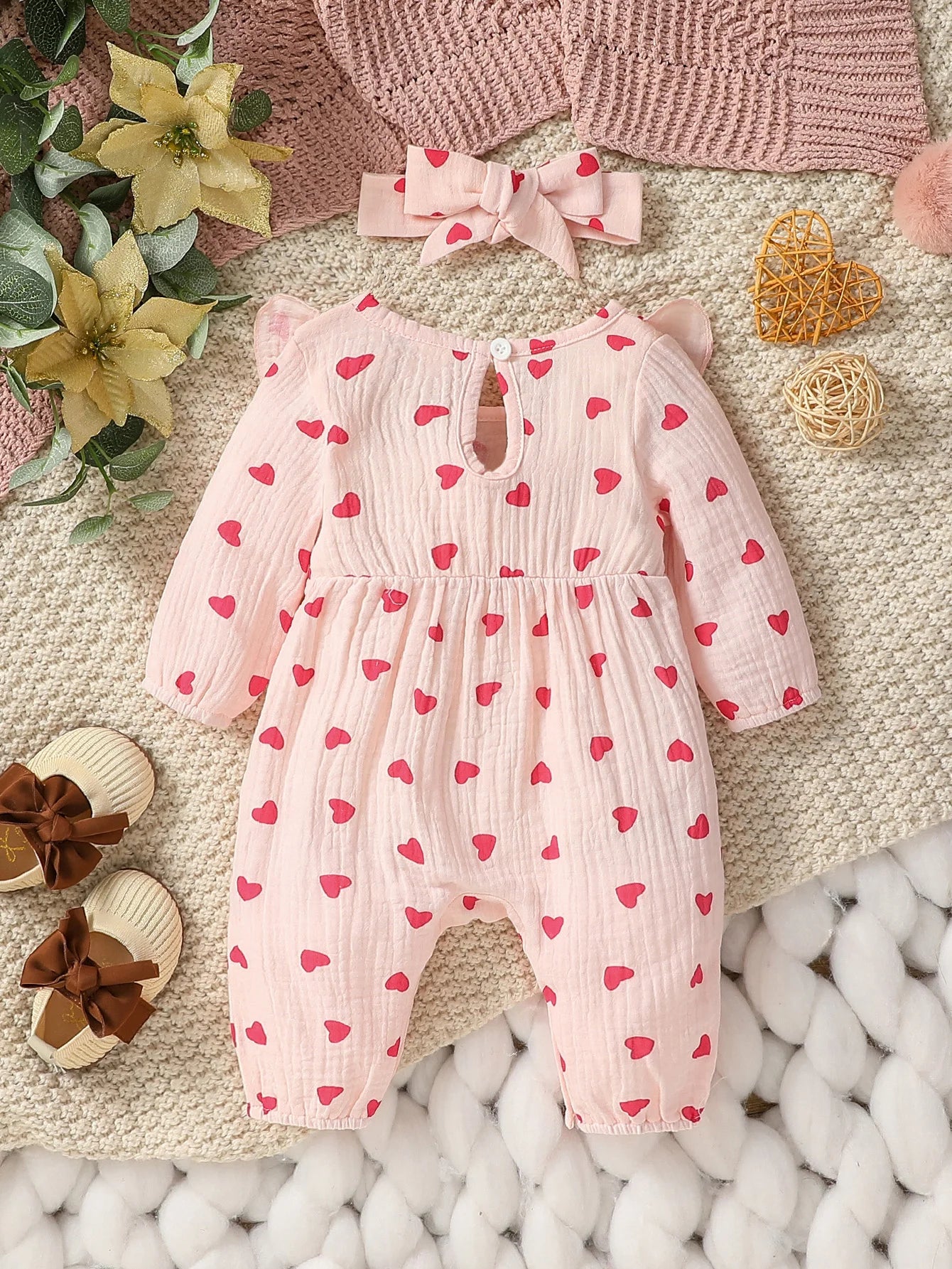 Mameluco Floral con Diadema (0-6M)