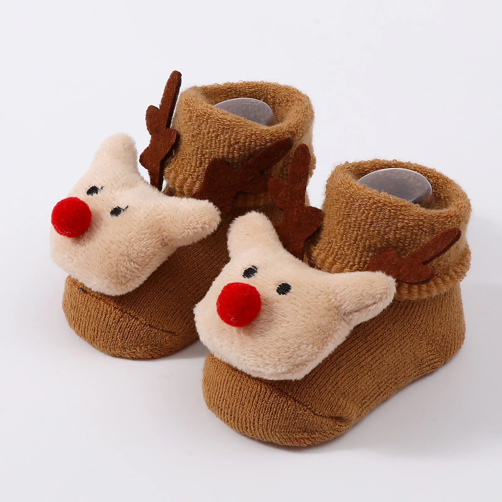 Calcetines Navideños Antideslizantes: Magia y Seguridad en sus Primeros Pasos (0-12M)