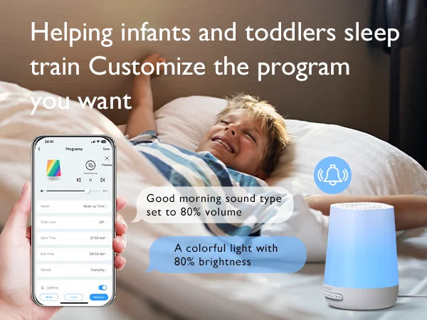 Máquina de Ruido Momcozy Smart | 34 Sonidos, Luz Nocturna RGB y Control Remoto por Aplicación (Wi-Fi)