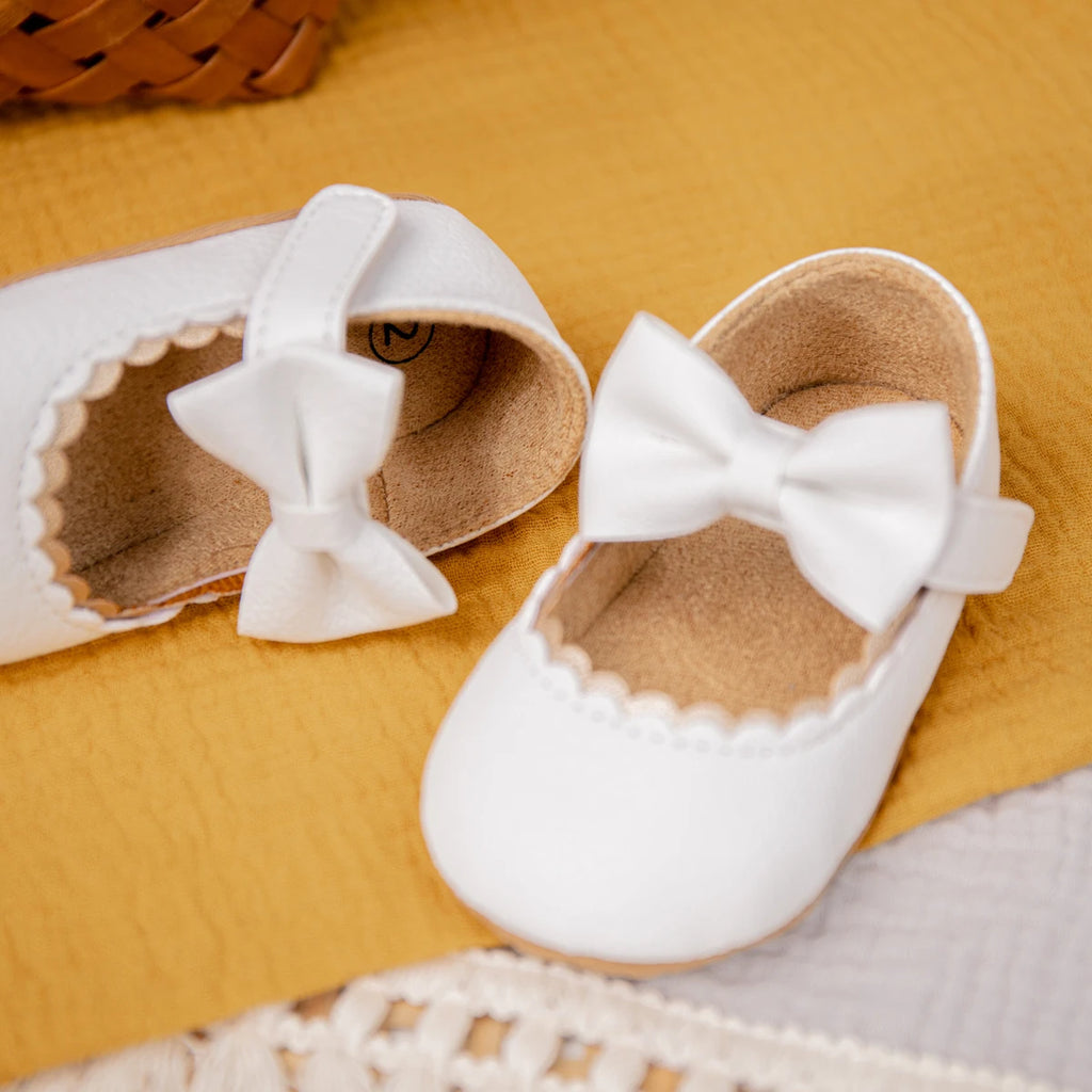 Zapatos Retro de Princesa con Moño - Suela Suave Antideslizante (0-18M)