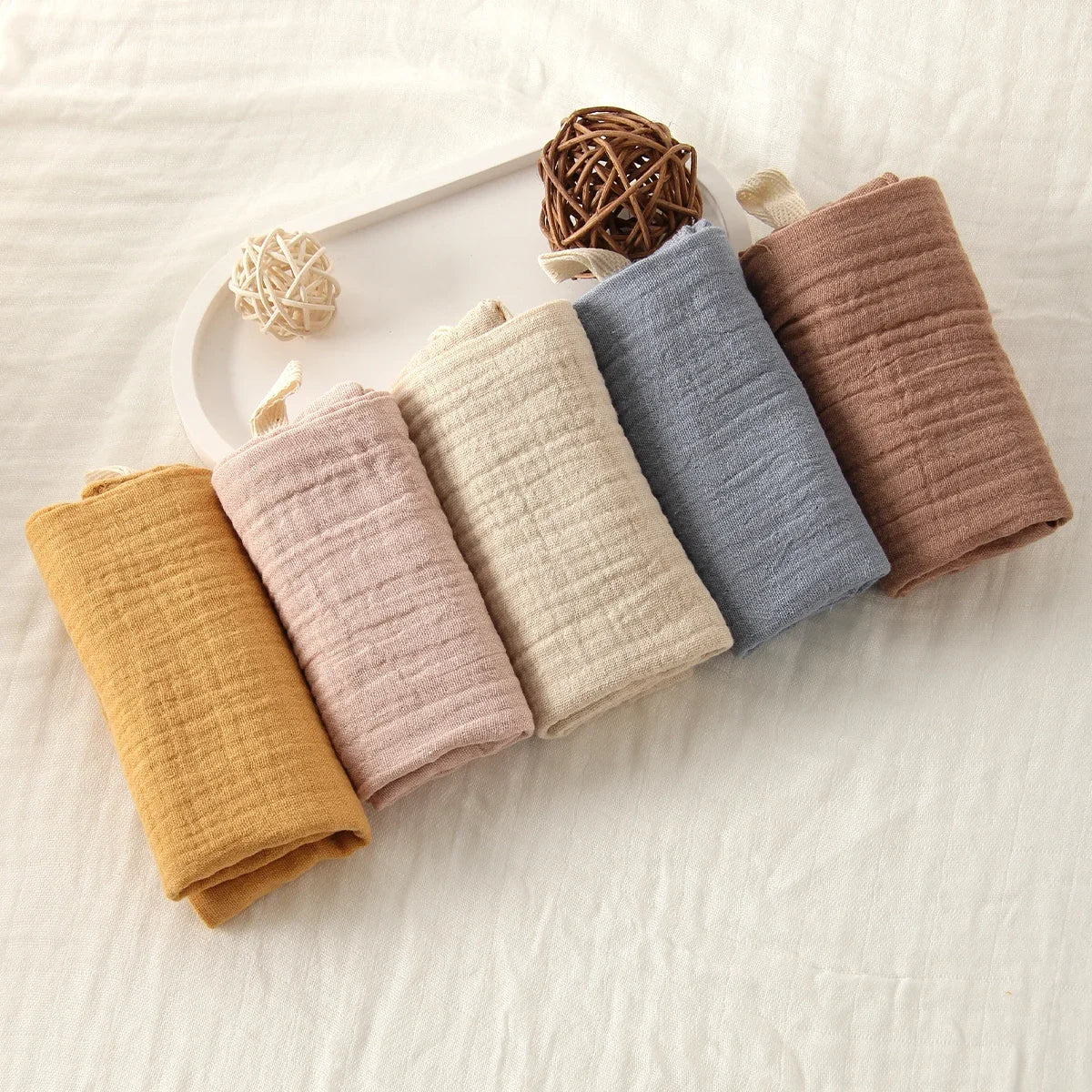 Set de 5 Toallas de Gasa de Algodón: Súper Suaves y Absorbentes (6 Capas)