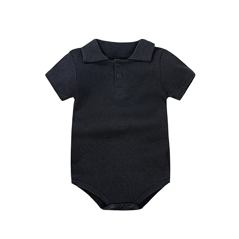 Pañalero tipo Polo | Manga Corta y Color Sólido (0-24 Meses)