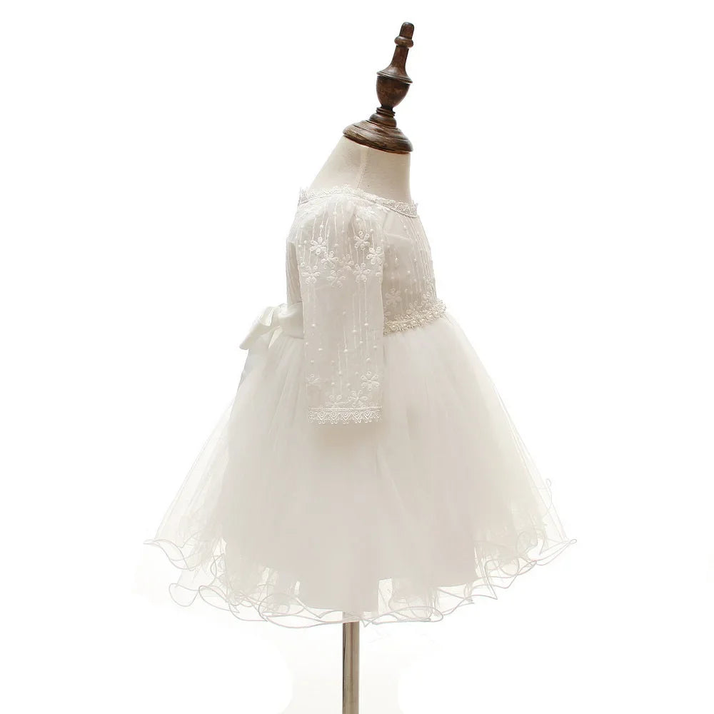Vestido Blanco de Princesa para Bebé Niña | Bautizo, Boda y Primer Cumpleaños (0-24M)