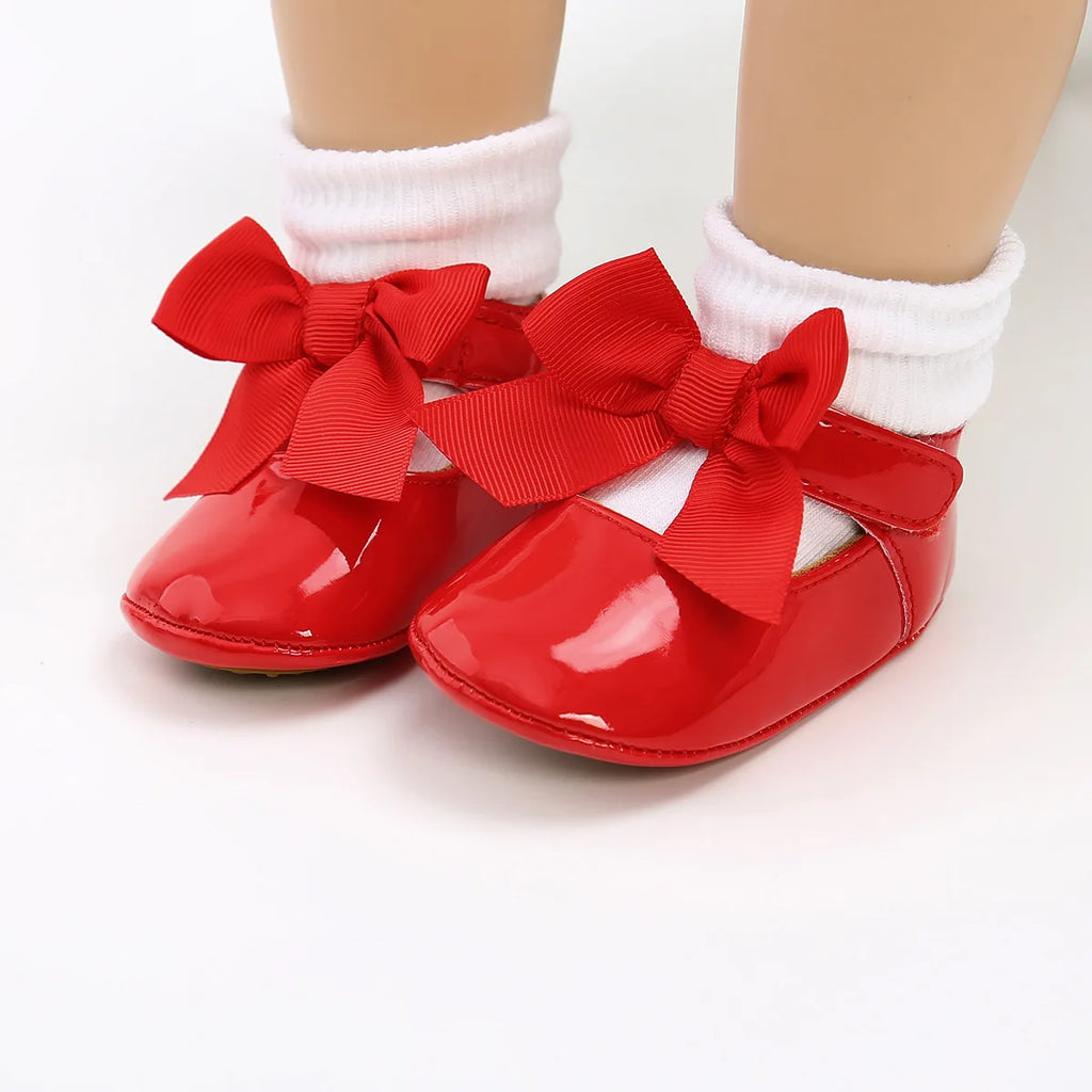 Zapatillas tipo Ballet con Moño: Elegancia Antideslizante para Bebé (0-18M)