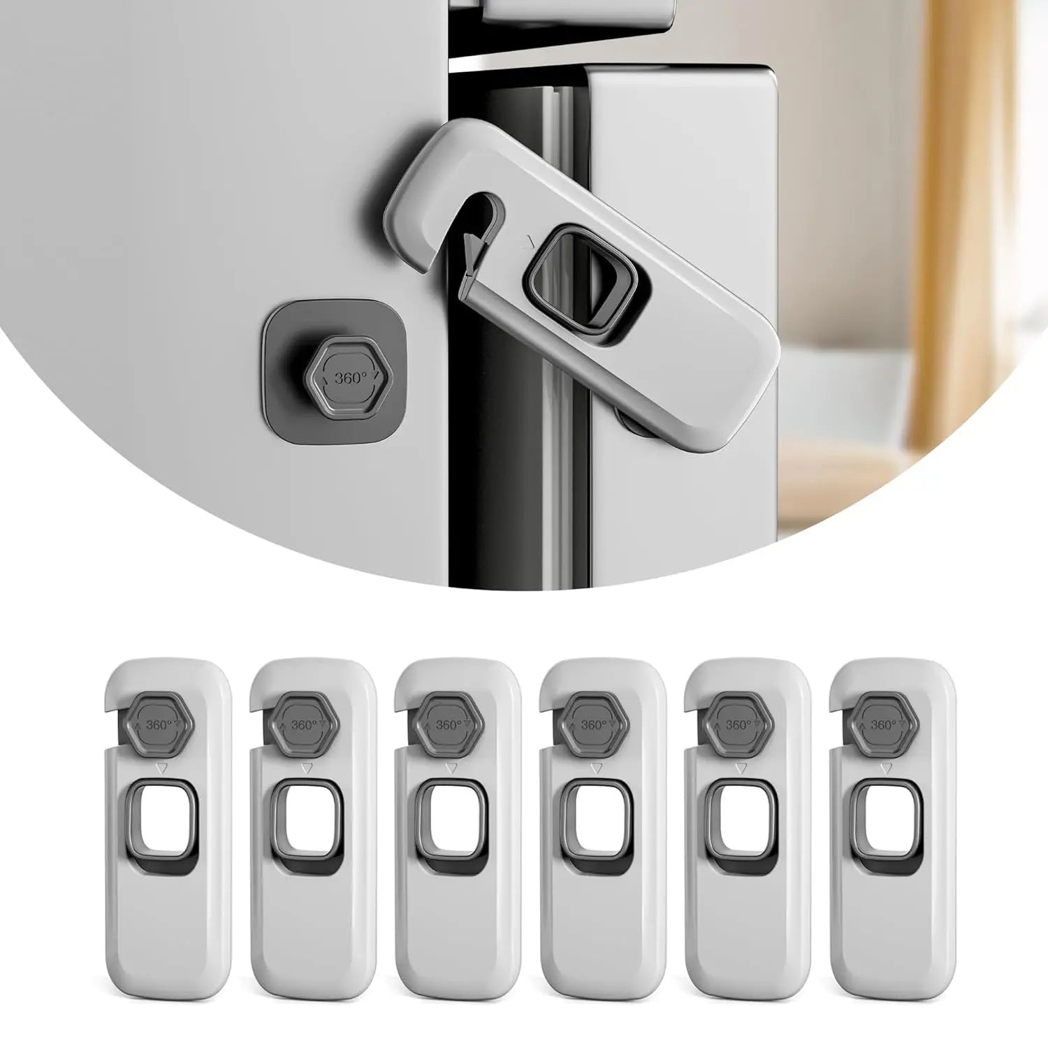 Seguros Adhesivos para Refrigerador,Congelador,cajones (6 Piezas)